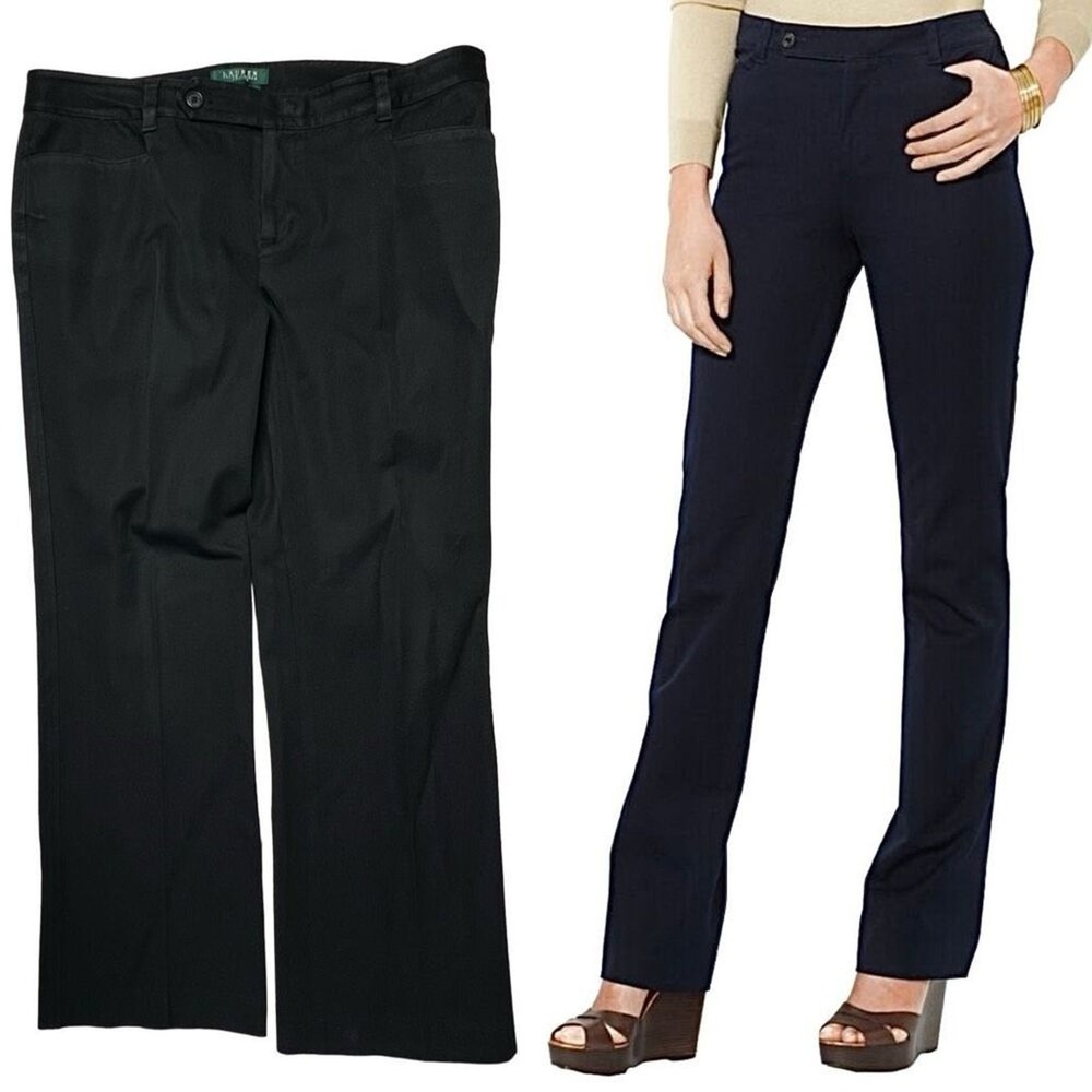 Ralph Lauren Adelle Stretch Dress Petite‎ Pants Trousers Black 14P Quiet Luxury